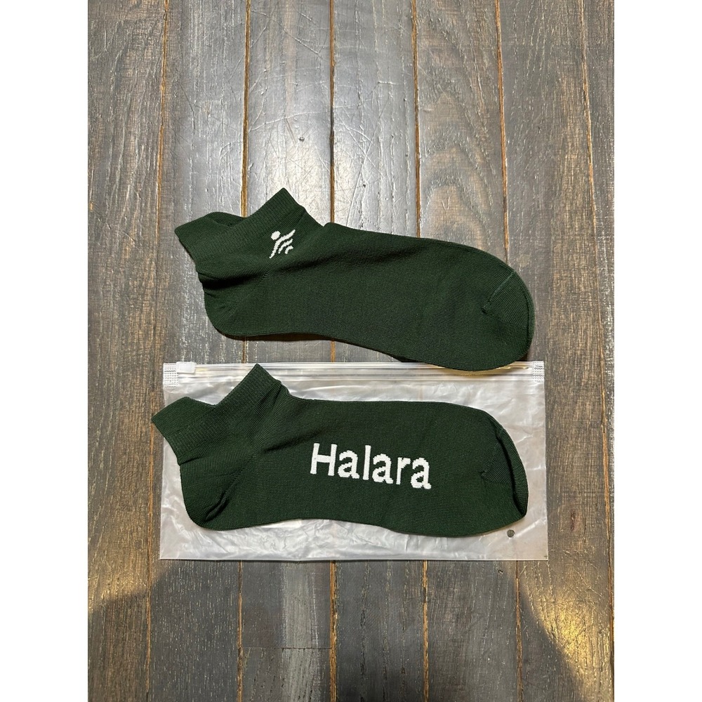 Halara Womens Ankle Socks Dark Forest Green Logo Athletic Low Cut One Size